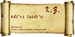 Kéri Zalán névjegykártya